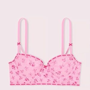 PINK X LOVESHACKFANCY FLORAL LONGLINE PUSH-UP BALCONETTE BRA